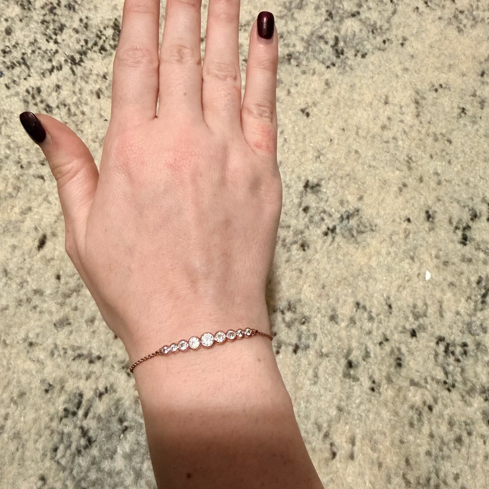 Kate Spade Rose Gold Bracelet with Clear Stones